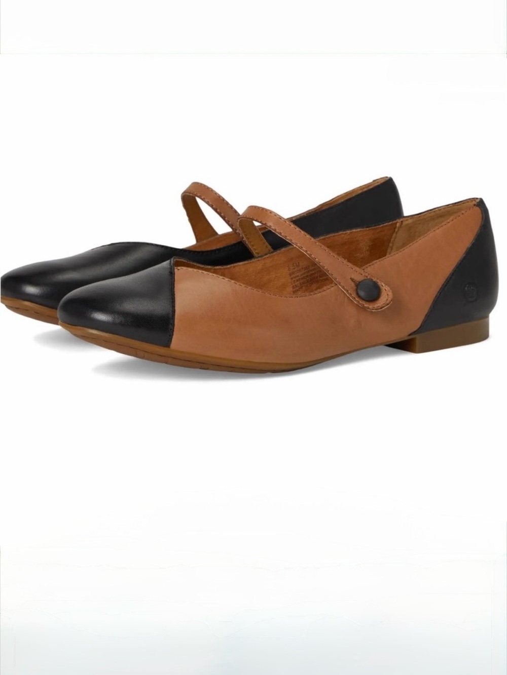 Born Pandora Brown and Black Leather Mary Jane Flats 9 NIB